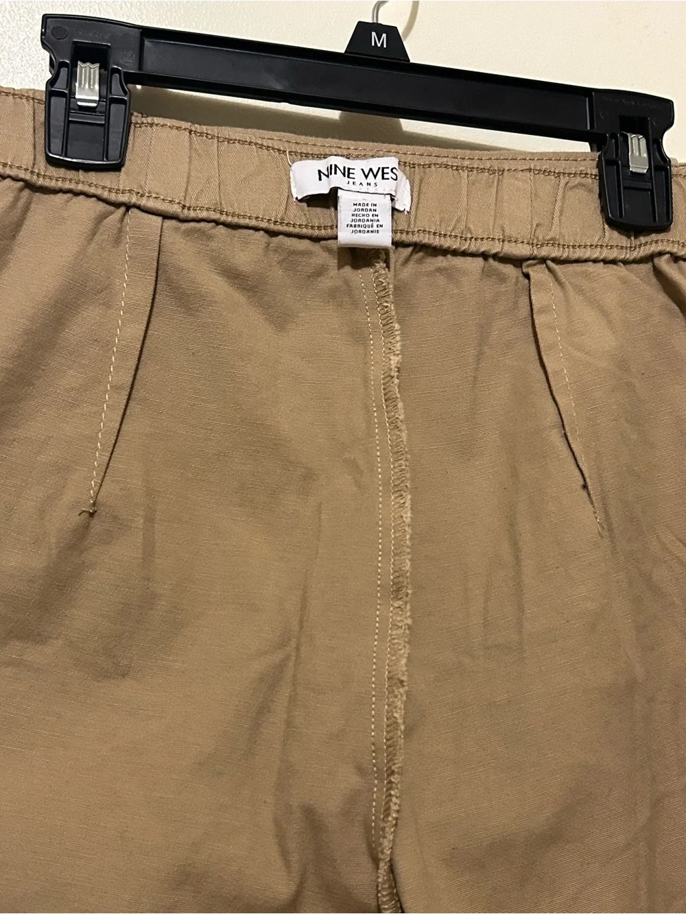 Nine West Tan Utility Skort with Patch Pockets Cotton Spandex Sz S Elastic waist
